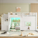 Loft Bed 90x200cm with Storage Stairs & Window, White