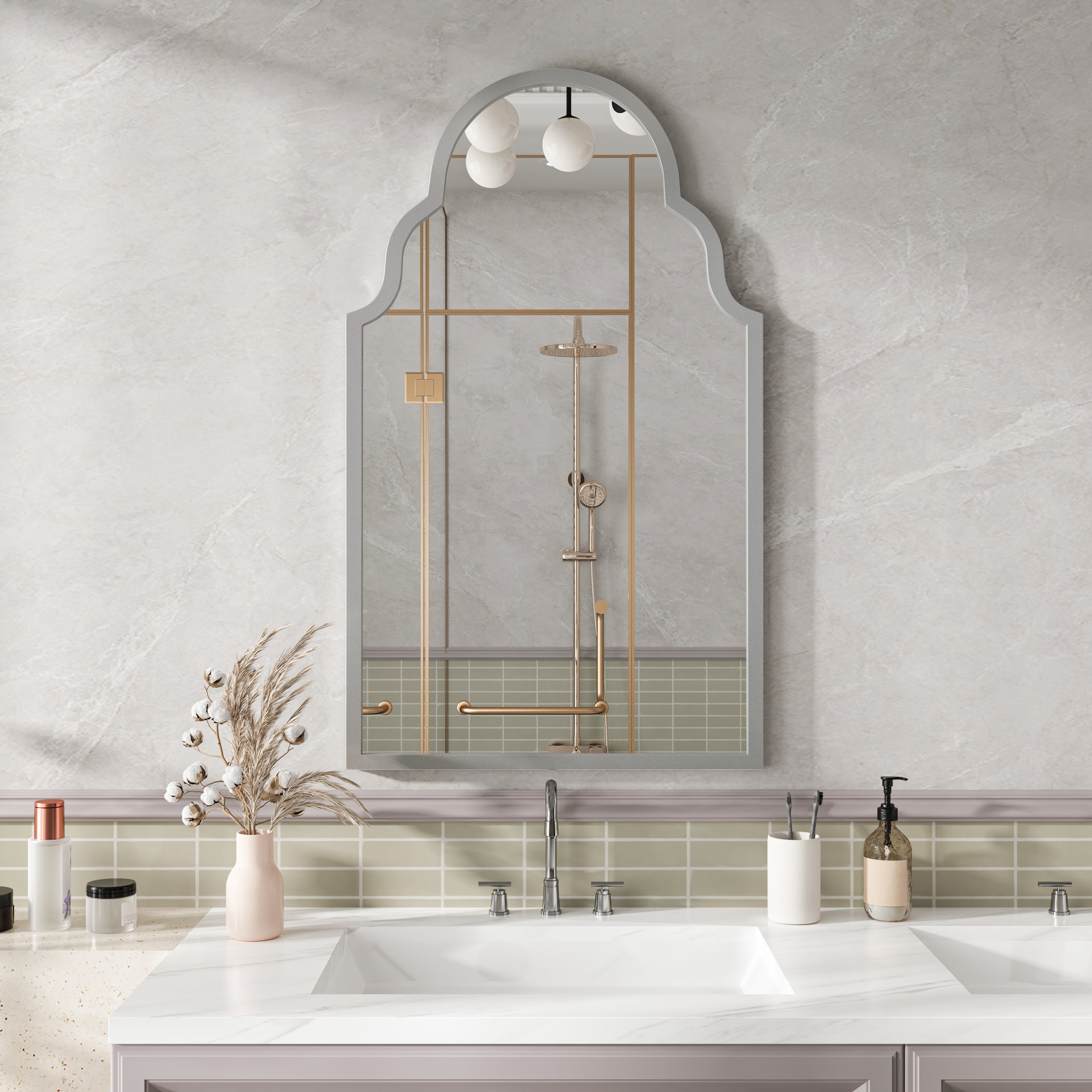 Rectangular Wall Mirror 61x101cm Silver Metal Frame