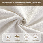 Upholstered Double Bed 140x190cm, Hydraulic Storage, White Bouclé