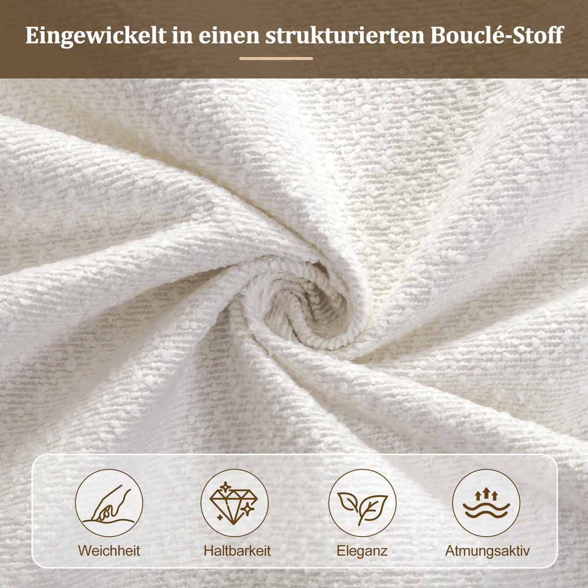Upholstered Double Bed 140x200cm Hydraulic Storage White Bouclé