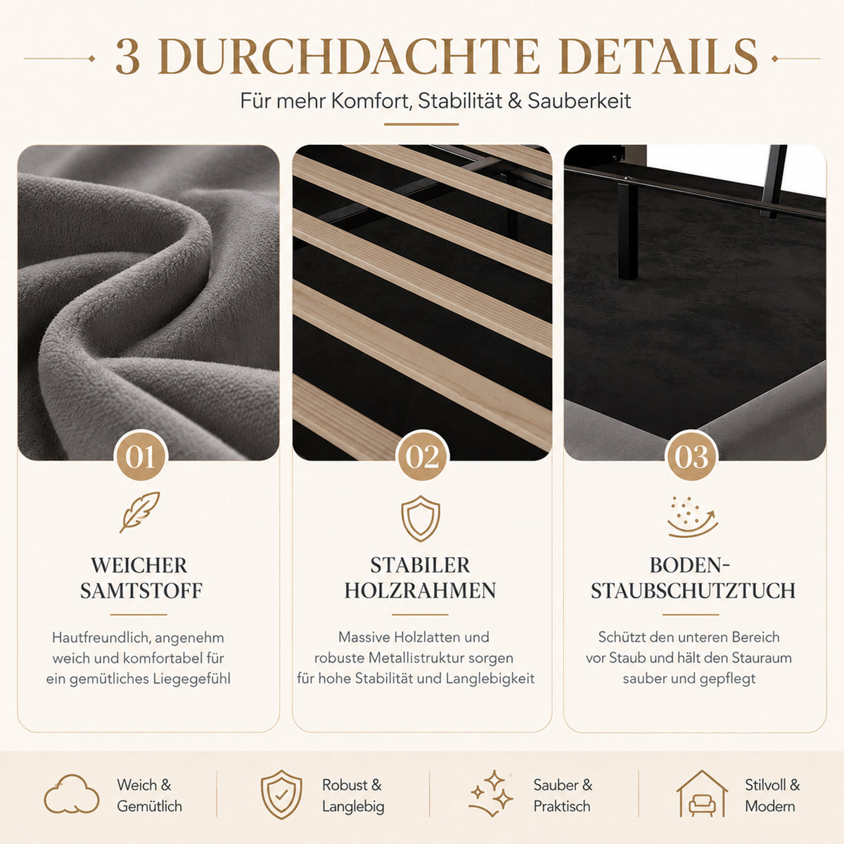 Upholstered Bed 160x200 with Storage & LED, Dark Gray Velvet