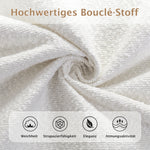 Upholstered Double Bed 180x200cm Slatted Base, Beige Bouclé