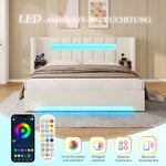 Multifunctional Bed Frame with LED & USB 180x200cm - Velvet