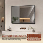 Bathroom Mirror 70x90 cm, HD Wall Mounted, Black Aluminum