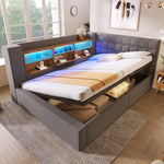 Upholstered Double Bed 180x200cm Hydraulic Storage, Grey Linen