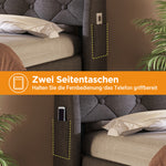 Upholstered Bed 140x190cm with Storage & LED, Grey Linen