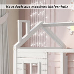 House Bed 90x200 with Fall Protection & Window, Solid Wood White
