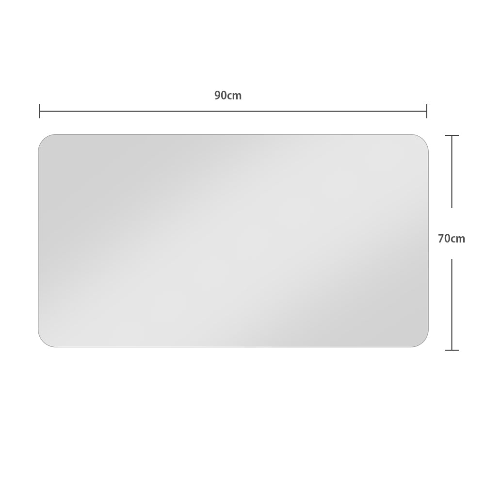 Frameless Bathroom Mirror 90x70 cm, Rounded Corners, Silver Glass