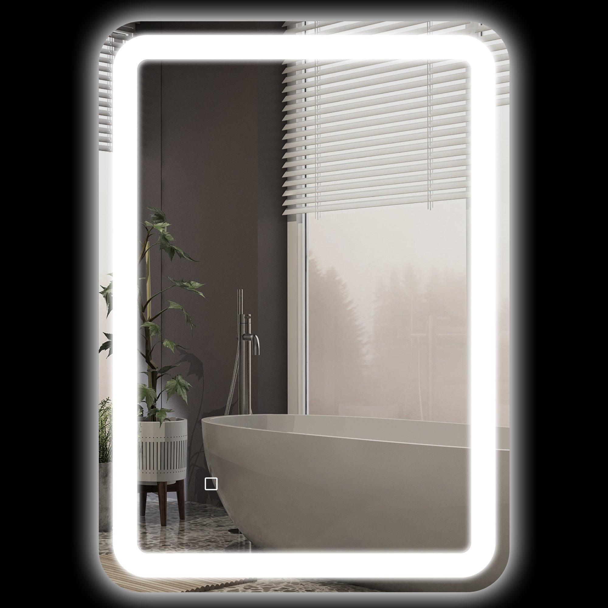 LED Bathroom Mirror 50x70cm, 3 Light Colors, Anti-Fog, Silver Glass