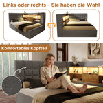 Upholstered Double Bed 180x200cm Hydraulic Storage, Grey Linen