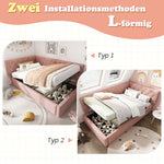 Upholstered Double Bed 180x200 with Storage & LED, Beige Chenille