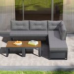 Modern Outdoor Set with Cushions, Iron Frame & Woven Armrests