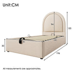 Upholstered Kids Bed, Cosmic Pattern 90x190cm, Beige PU