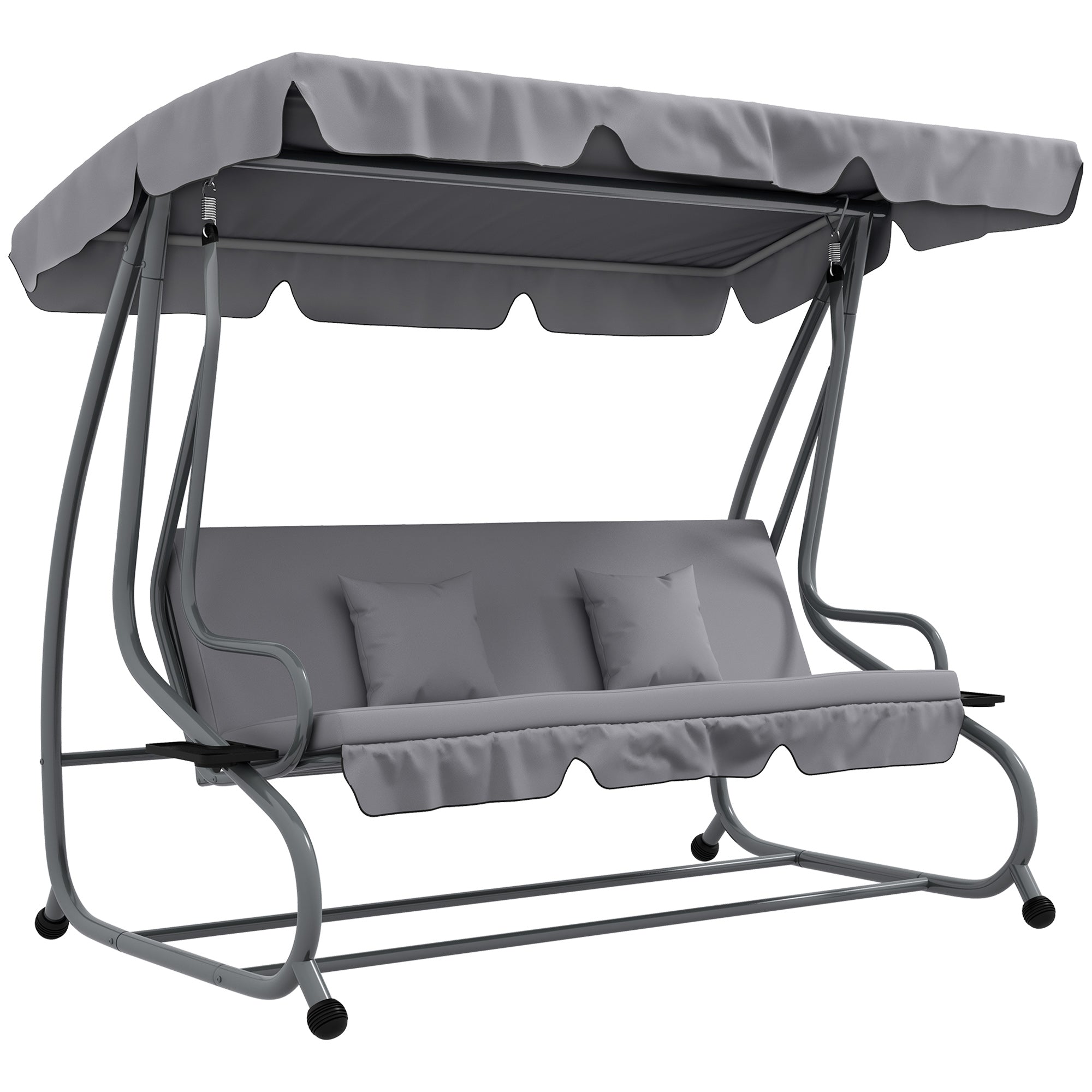Outsunny Hollywood Swing 3-Seater Reclining Canopy, Light Grey