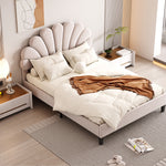 Upholstered Double Bed 160x200cm Sub-Item, White Bouclé