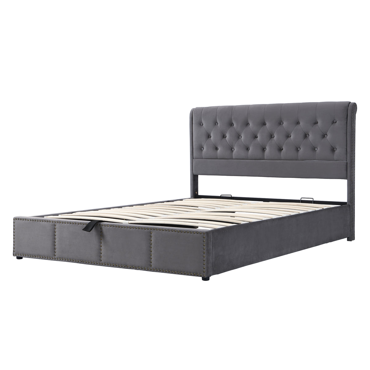 Daybed Sofa Bed 90x200cm with LED & Pull-Out Bed, Grey Linen
