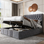 Daybed Sofa Bed 90x200cm with LED & Pull-Out Bed, Grey Linen