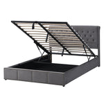Daybed Sofa Bed 90x200cm with LED & Pull-Out Bed, Grey Linen