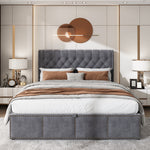 Daybed Sofa Bed 90x200cm with LED & Pull-Out Bed, Grey Linen