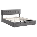 Upholstered Double Bed 180x200 with Storage Drawers, Grey Velvet