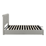 Cotton-Linen Upholstered Bed 160x200cm with Storage, Light Grey