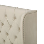 Upholstered Double Bed 160x200 with Storage, Beige Velvet