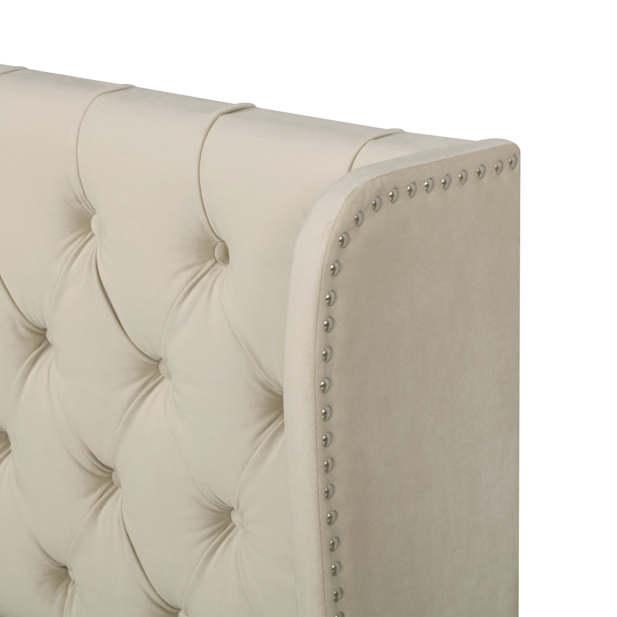 Upholstered Bed 180x200cm Hydraulic Storage, Beige Velvet