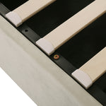 Upholstered Double Bed 160x200 with Storage, Beige Velvet