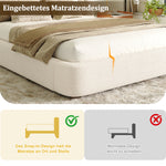 Upholstered Double Bed 160x200 with Hydraulic Storage, Beige Bouclé