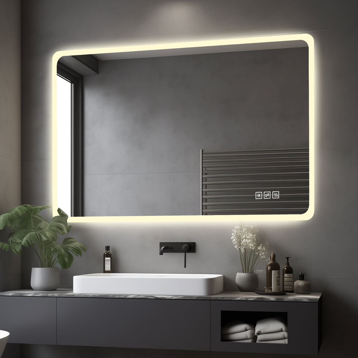 LED Bathroom Mirror 60x120 cm - Anti-Fog Dimmable Frosted Glass