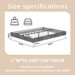 Bed Frame 160x200cm Minimalist Low Box - Gray Dutch Velvet