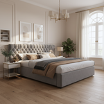 Upholstered Hydraulic Storage Bed 180x200 LED, Grey Velvet