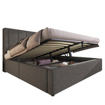 Wooden Double Bed 160x200cm with Storage & LED, Light Oak