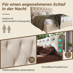 Hydraulic Upholstered Bed 140x200cm with Storage, Natural