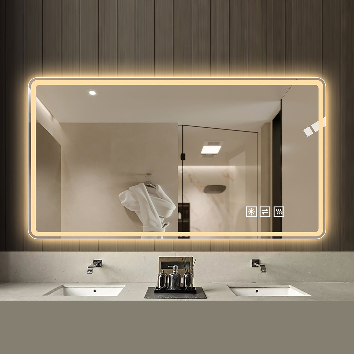 Frameless LED Bathroom Mirror 60x100 cm - Anti-Fog Dimmable Glass