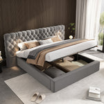 Upholstered Hydraulic Storage Bed 180x200 LED, Grey Velvet