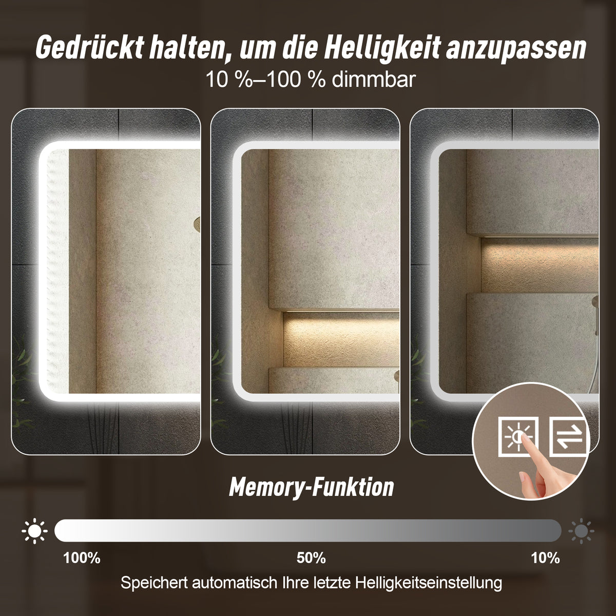 LED Bathroom Mirror 60x120 cm - Anti-Fog Dimmable Frosted Glass