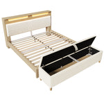 Daybed Loft Bed 140x200 with Desk, Drawers & LED, Black Metal Frame