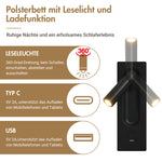 Sofa Bed 90x190cm with Storage, LED & USB, Beige Velvet