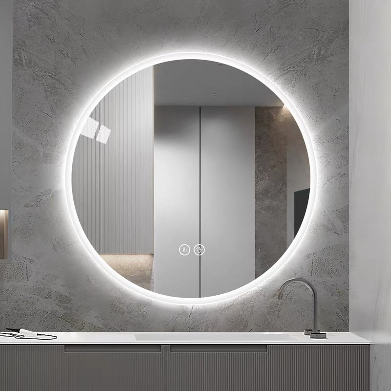 Round LED Bathroom Mirror 80 cm - Anti-Fog Dimmable HD Silver Glass