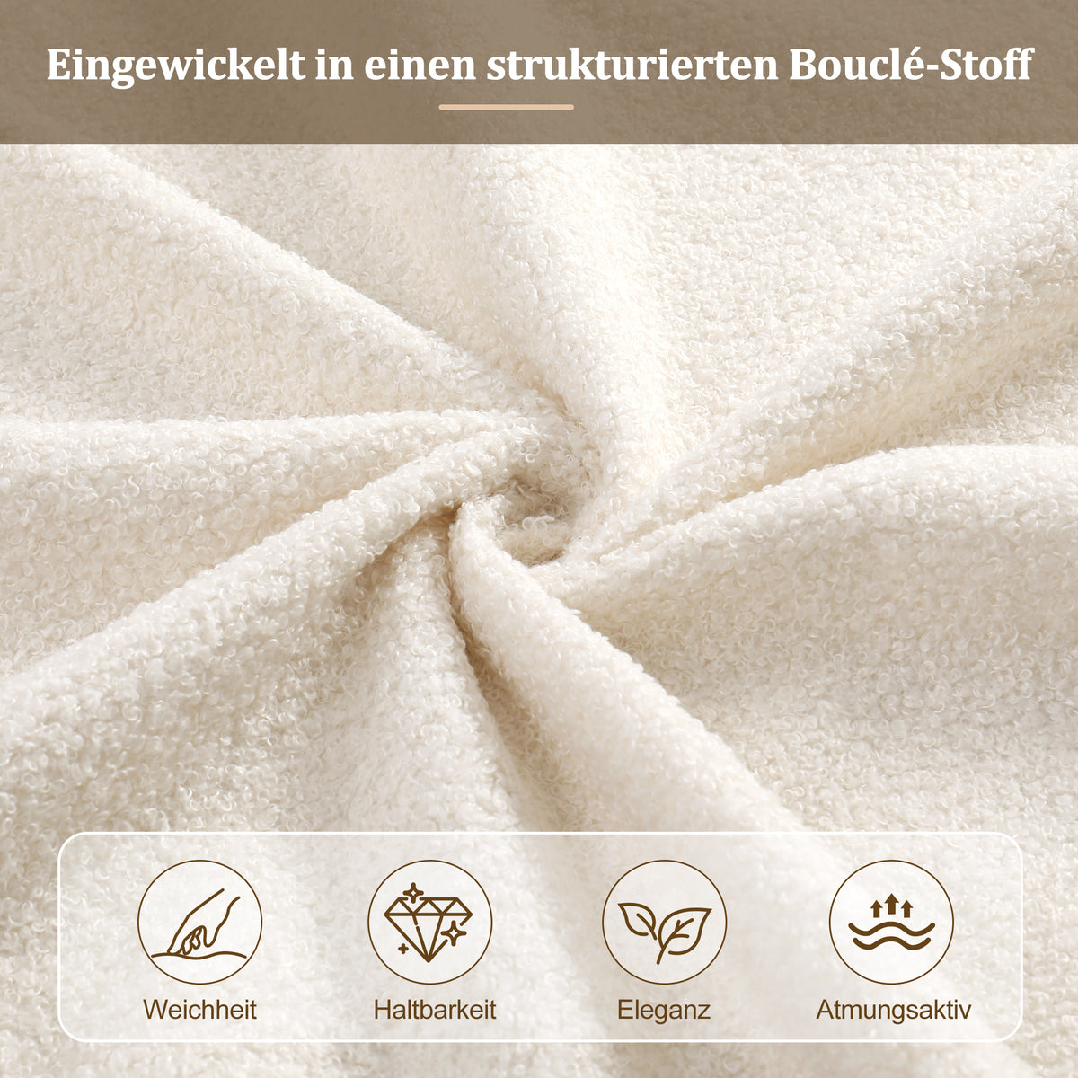 Upholstered Double Bed, Hydraulic Storage 140x190cm, Beige Bouclé