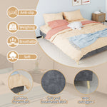 Modern Minimalist Bed Frame 160x200cm with Mattress Gray Dutch Velvet