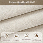 Upholstered Double Bed 160x200cm with Slatted Base, Beige Chenille