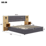 Upholstered Bed 180x200cm with LED & 2 Nightstands, Grey Velvet
