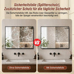 Bathroom Mirror 70x90 cm, HD Wall Mounted, Black Aluminum