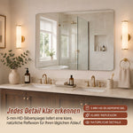 Bathroom Mirror 60x100 cm, Frameless Rounded Corners, Silver Glass