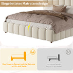 Upholstered Double Bed 180x200cm with Storage, Beige Velvet