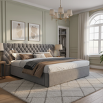 Upholstered Hydraulic Storage Bed 180x200 LED, Grey Velvet
