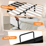 Wooden Double Bed 160x200cm with Storage & LED, Light Oak