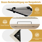Double Upholstered Bed 140x200 with LED & Storage, Beige Linen